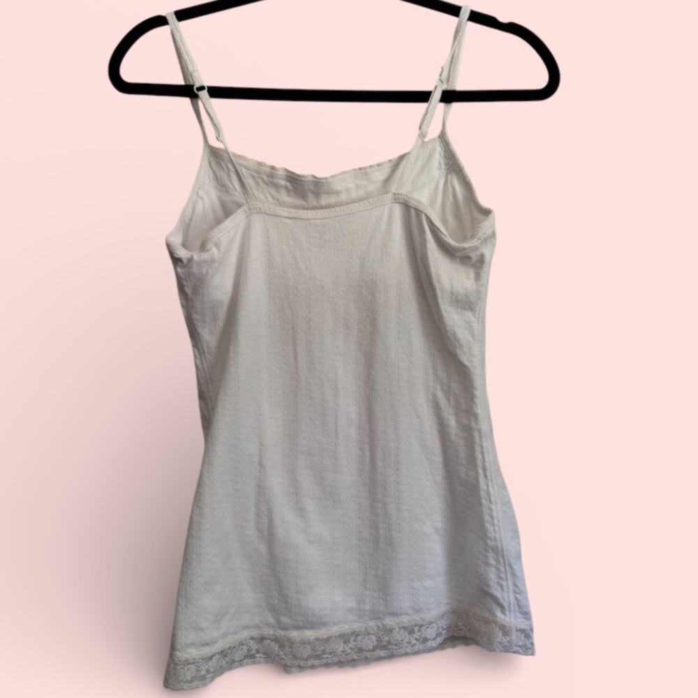 Vintage Mudd White Lace Trim Cami with Shelf Bra - Size M Y2K Coquette - Picture 2 of 6
